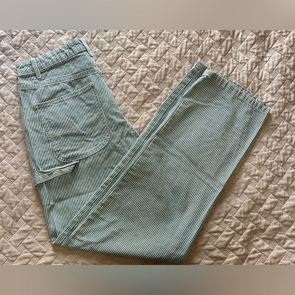 Cotton On Women's Striped Carpenter Straight Leg Jeans - Blue